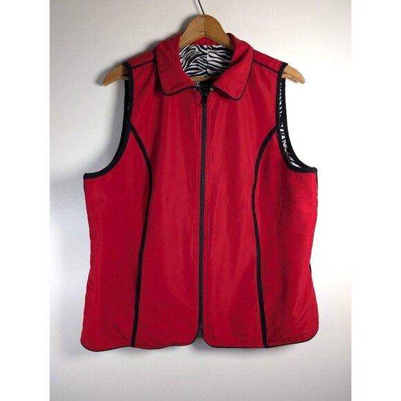 Cj Banks Vest Womens Size‎ 1X Reversible Animal Print Zebra Lightweight Mob Wife - Picture 9 of 14